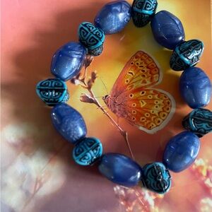 Blue and Turquoise Beaded Bracelet